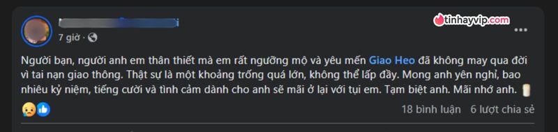 Giao Heo qua đời ở tuổi 33 sau tai nạn giao thông