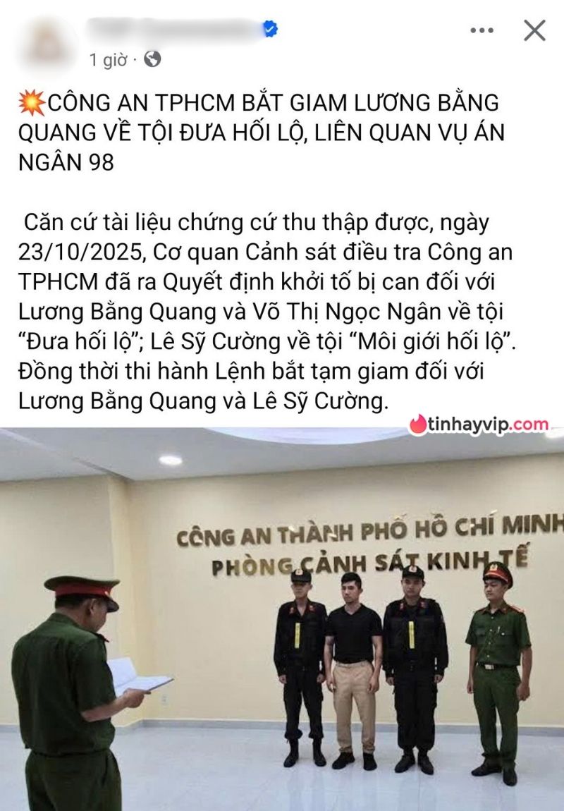 Ca sĩ Lương Bằng Quang vừa bị Công an TP.HCM khởi tố, bắt tạm giam Lương Bằng Quang vừa bị Công an khởi tố và bắt tạm giam