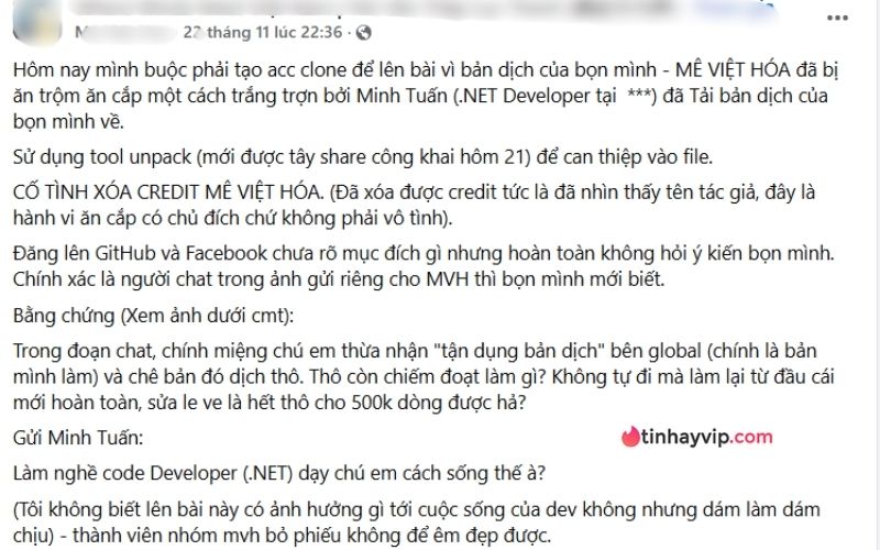 Bài đăng tố Team R ăn cắp.