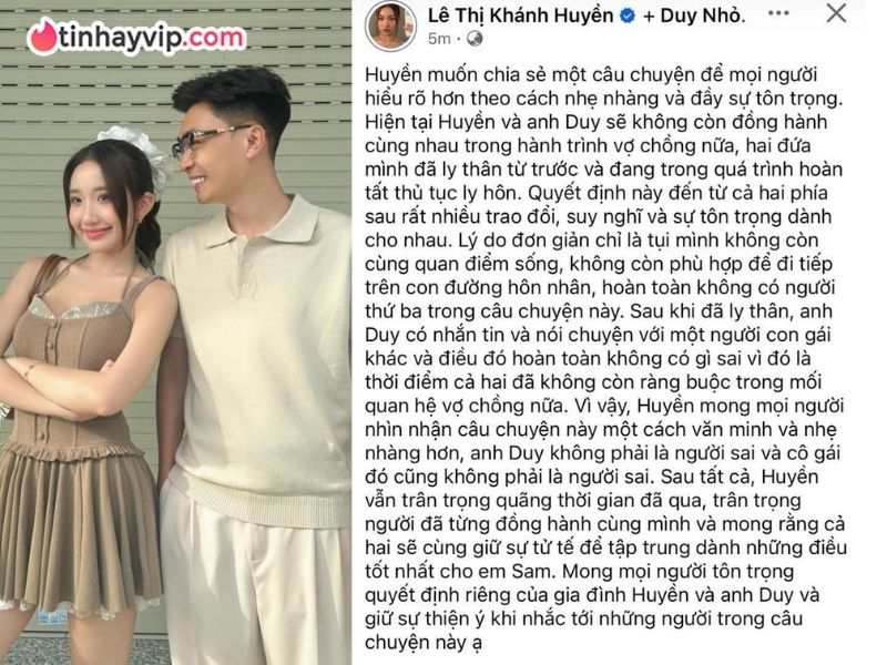 TikToker Lê Thị Khánh Huyền xác nhận ly hôn sau hơn 3 năm làm dâu hào môn TikToker Lê Thị Khánh Huyền xác nhận ly hôn với Duy Nhỏ