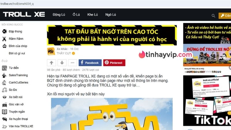 Tin TROLL XE "lục đục nội bộ" và phản hồi từ website chính thức