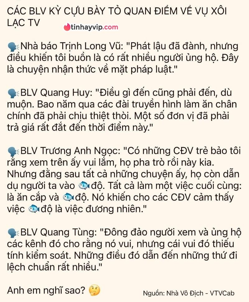 Vụ Xôi Lạc TV chưa hạ nhiệt, netizen so sánh chất lượng BLV