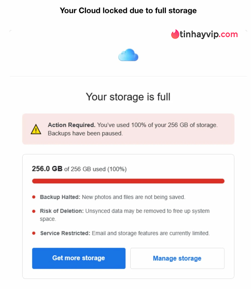 Cảnh báo: Cái bẫy iCloud đầy có thể khiến người dùng iPhone mất trắng Cảnh báo: Cái bẫy iCloud đầy có thể khiến người dùng iPhone mất trắng