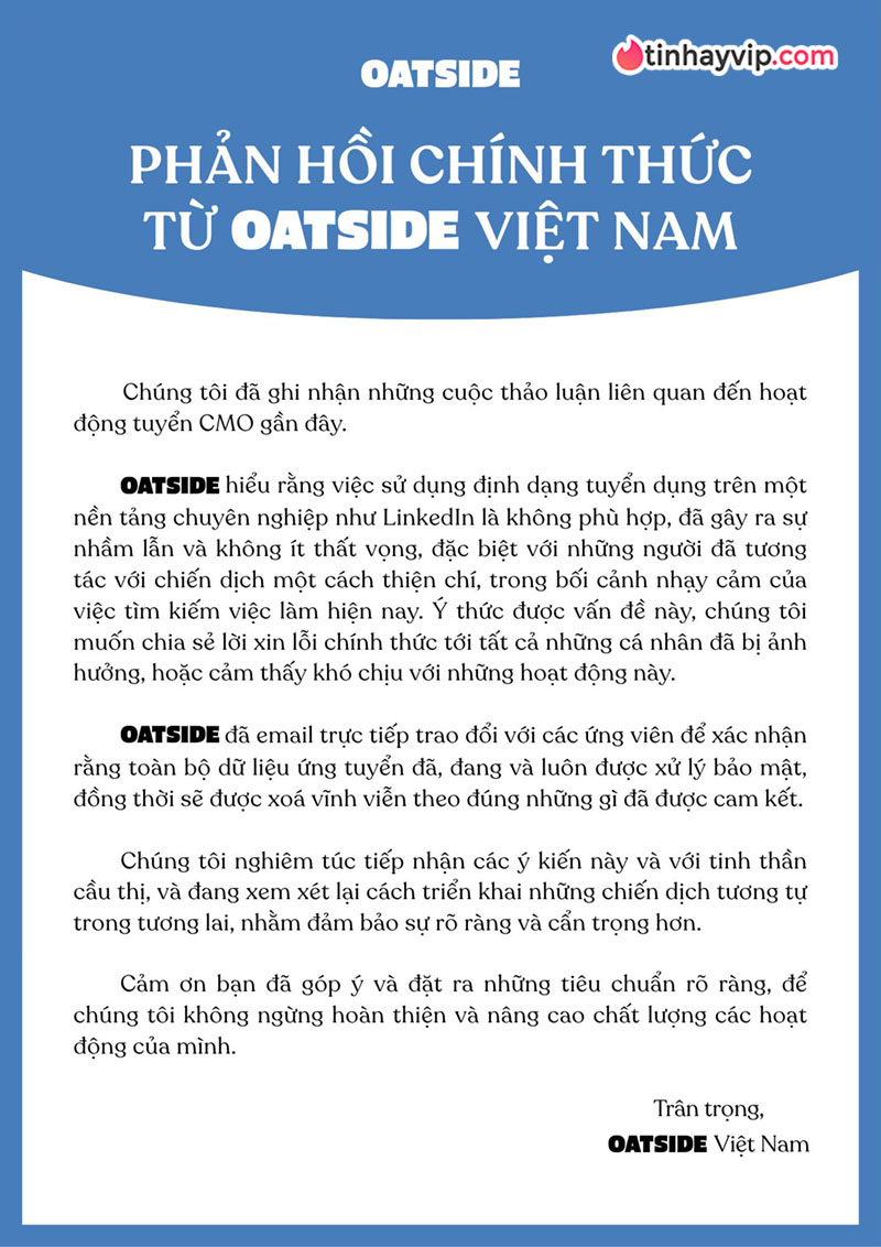 Oatside Việt Nam tuyển CMO trên LinkedIn rồi công bố “sếp” 4 tuổi: Vì sao cộng đồng phản ứng gay gắt?