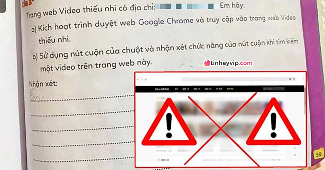 Phát hiện link người lớn trong sách giáo khoa Tin học lớp 3