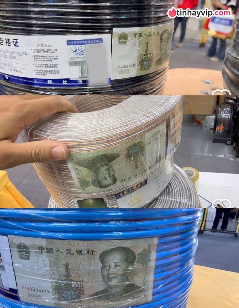 Trung Quốc giấu tiền thật trong cuộn cáp điện, hàng fake loại 1 cũng phải chào thua Trung Quốc giấu tiền thật trong cuộn cáp điện, hàng fake loại 1 cũng phải chào thua