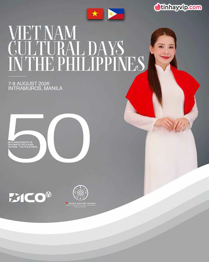 Chi Pu diện áo dài đỏ tại sự kiện kỷ niệm ở Philippines