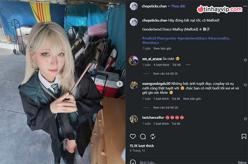Astasiia Dream đu trend Draco Malfoy bản nữ cực thần thái